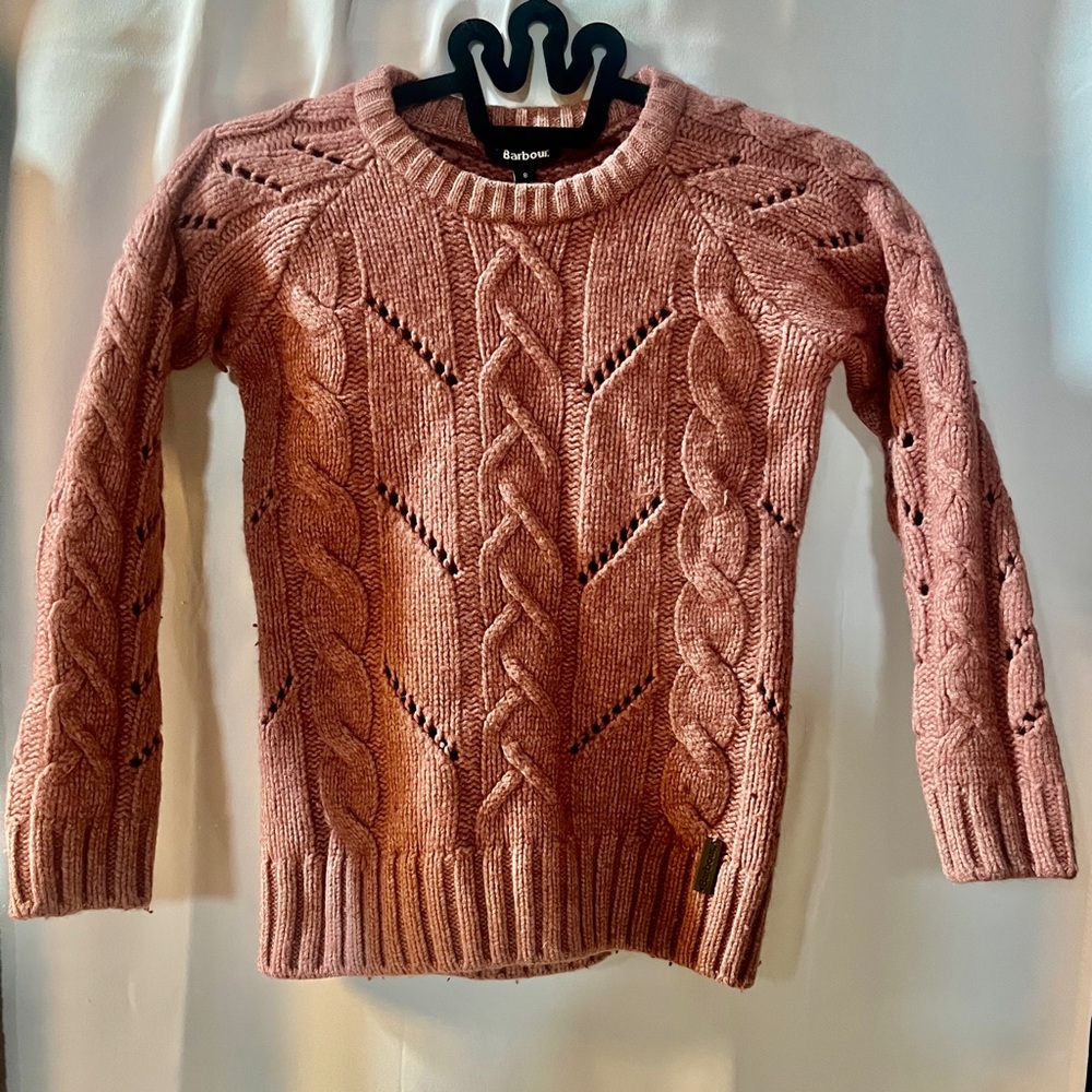 Barbour Burne Crew Knitted Jumper Women's 8 UkPink Blush Long Sleeve Sweater